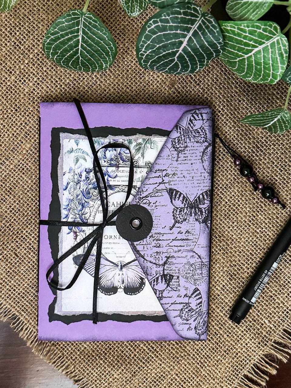 Purple & Black Butterflies mini envelope journal