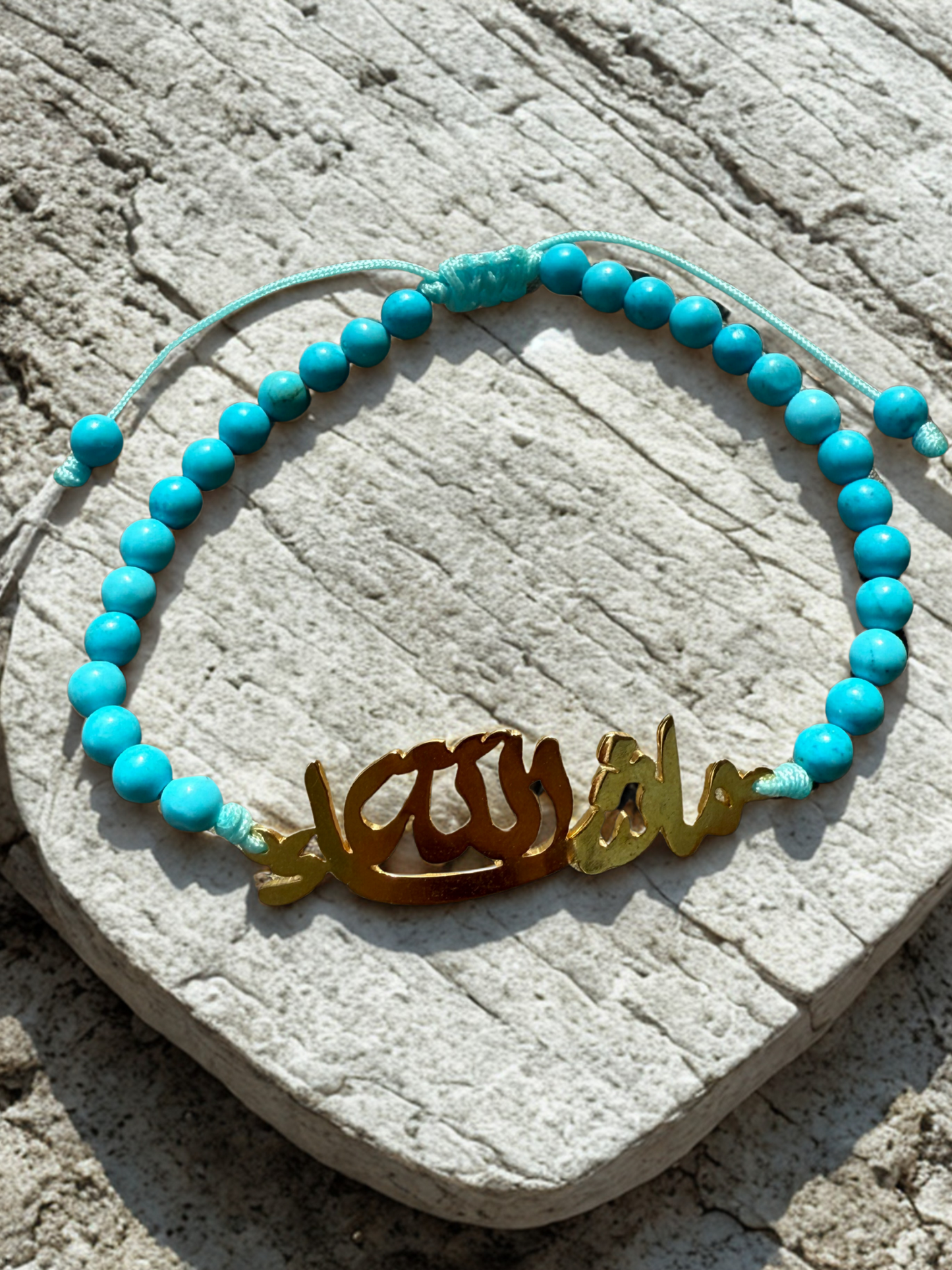 Turquoise Beaded Arabic Calligraphy Bracelets – Handmade Elegance with Meaning