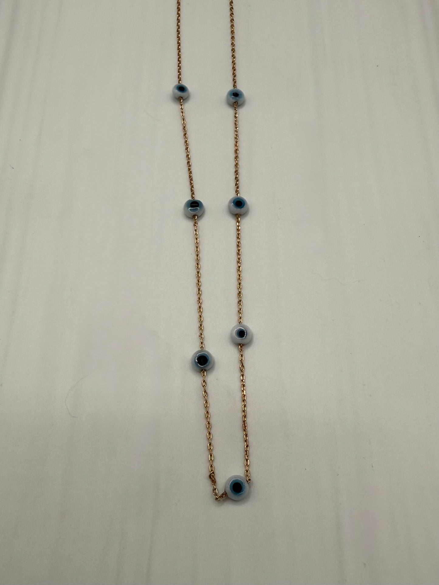 Short Necklace with Murano Glass Eye on Warm-Toned 3-Micron Plated Chain