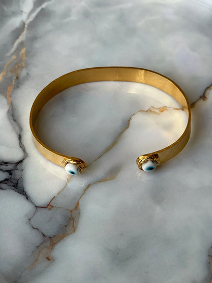 ✨ Murano Glass Evil Eye Bangle – 3 Micron Gold-Plated