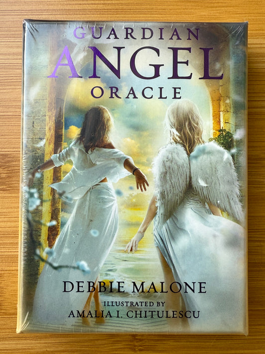 Guardian Angel Oracle Deck by Debbie Malone with 36 illustrated angel cards offering divine guidance and support, part of the Spiritual Tools collection at Suzys Treasures.