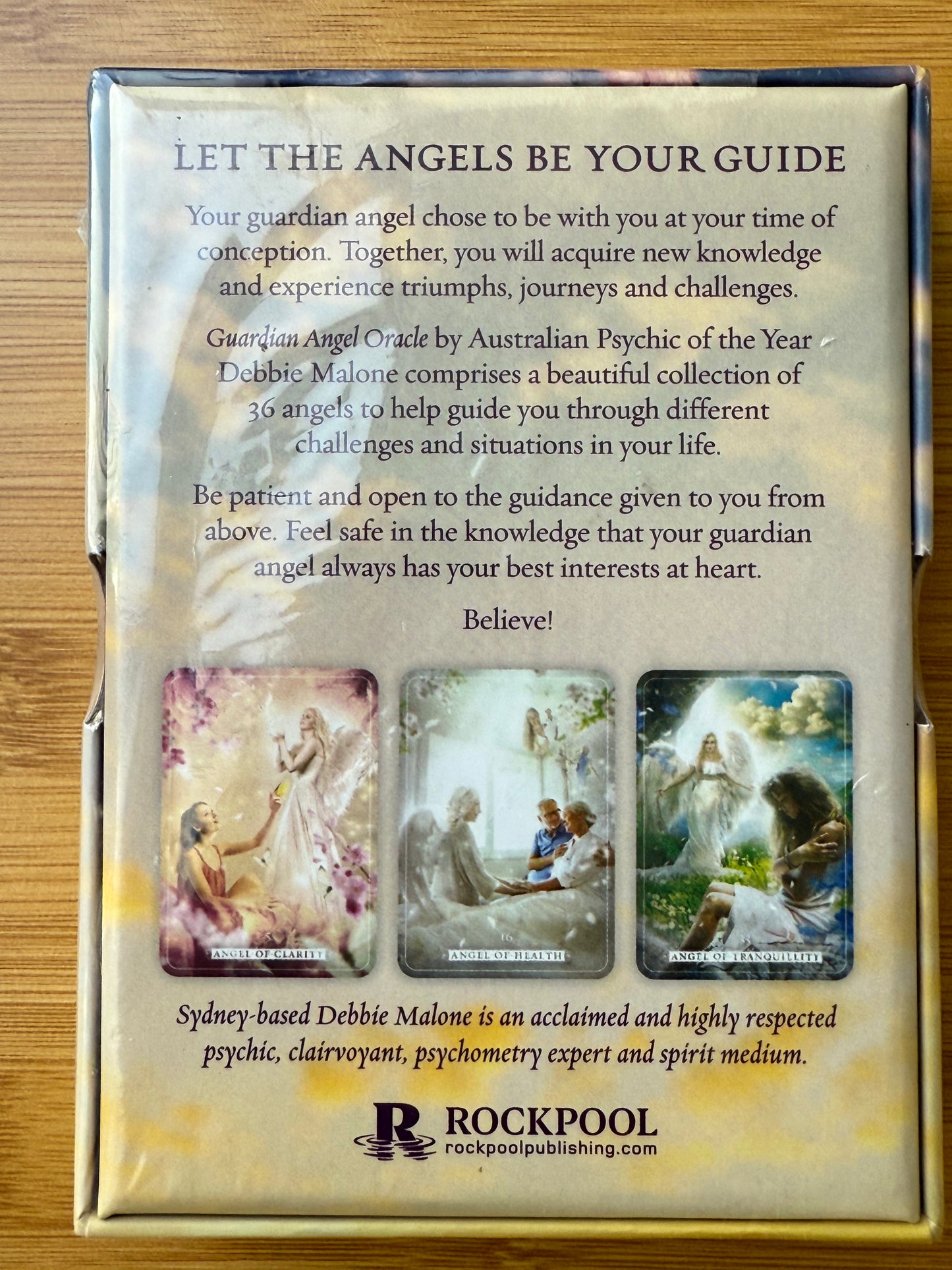 Guardian Angel Oracle Deck by Debbie Malone with 36 illustrated angel cards offering divine guidance and support, part of the Spiritual Tools collection at Suzys Treasures.