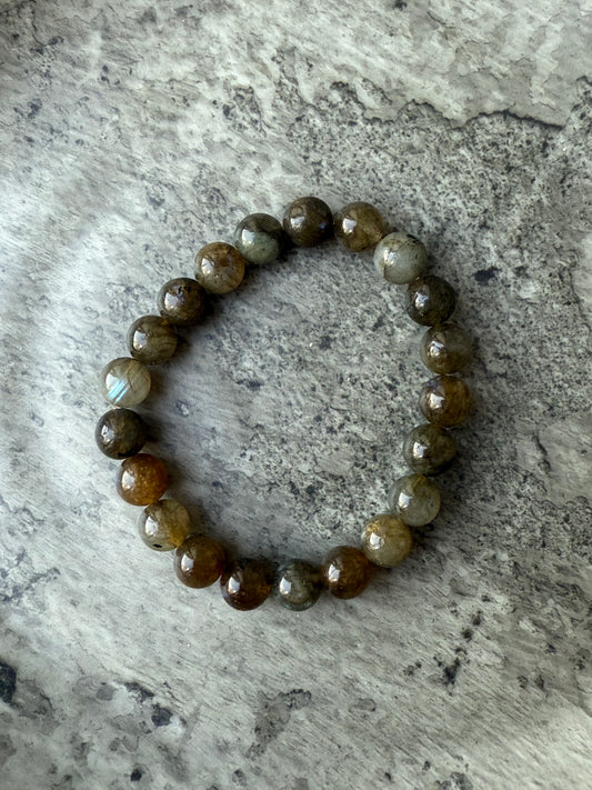 Labradorite round beads bracelet from Suzys Treasures – crystal for protection, transformation, and intuition